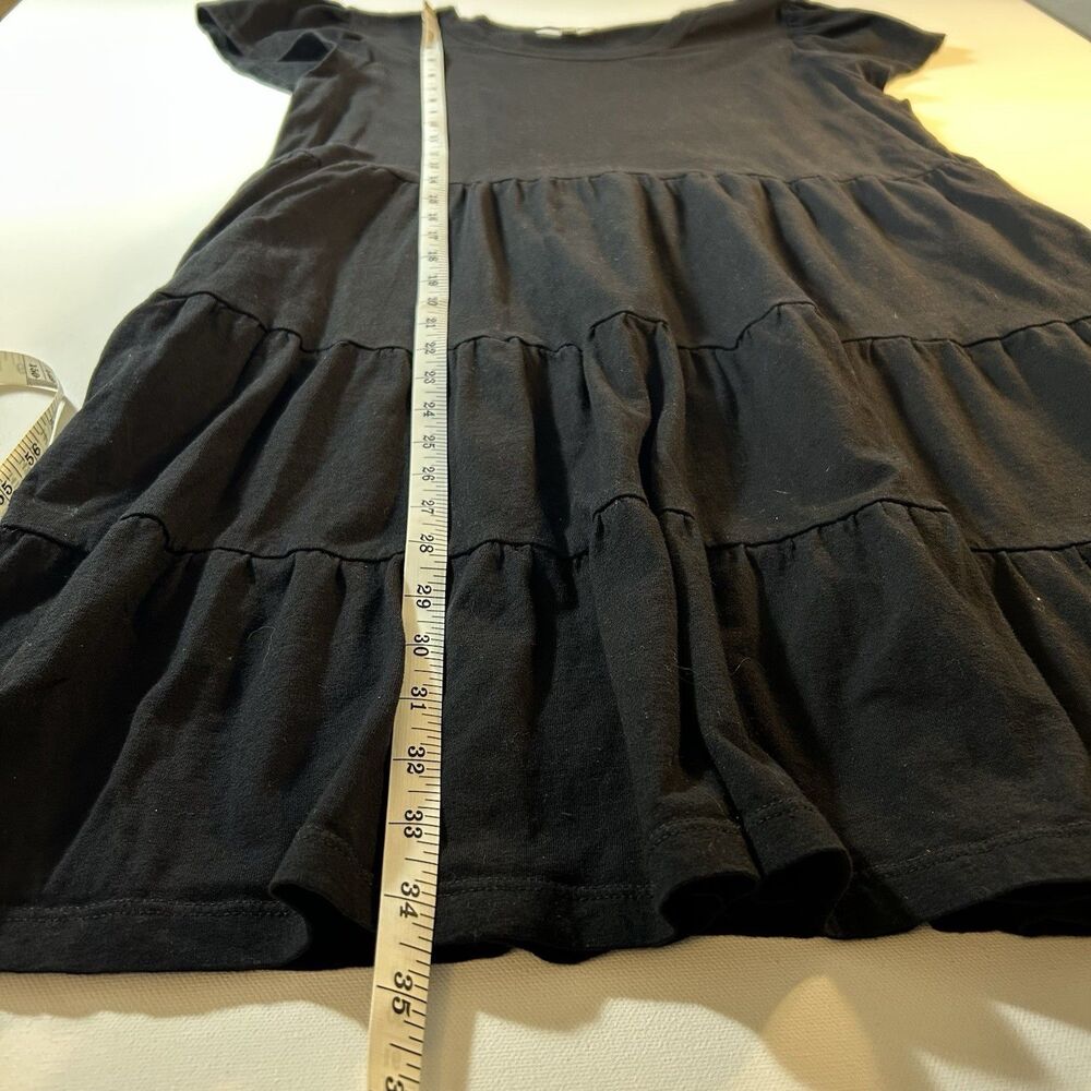 Time and Tru Dress Black Soot Tiered Cotton Casual Short Sleeve Pockets Size M - Picture 10 of 14